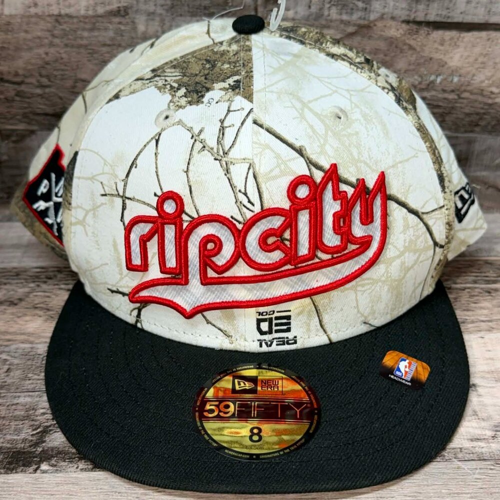 NBA Portland Trail Blazers Rip City Fitted Hat New Era 59fifty White Camo Size 8